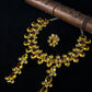 Korean Yellow Glass Stone Jewelry Jewelry Set | Rhodium Plated Necklace & Earrings