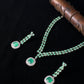 Korean Glass Stone Jewelry Necklace Set Green | Rhodium Plated Jewelry with Earrings
