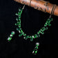 Korean Green Glass Stone Jewelry Necklace Set | Rhodium Plated Party & Bridal Jewelry with Earrings