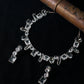 Korean Silver Glass Stone Jewelry Necklace Set | Rhodium Plated Crystal Jewelry with Earrings