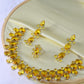 Korean Yellow Glass Stone Jewelry Jewelry Set | Rhodium Plated Necklace & Earrings