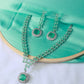 Korean Glass Stone Jewelry Necklace Set Green | Rhodium Plated Jewelry with Earrings
