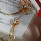 Floral Pendant Necklace – Double Flower Gold Plated Design with CZ Stones