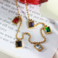 Minimal Multicolor Pendant Necklace – Gold Plated with Rectangle Charms