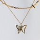Layered Butterfly Pendant Necklace – Dual Chain Gold Plated Design