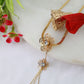 Floral Pendant Necklace – Double Flower Gold Plated Design with CZ Stones