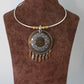 Dual Tone German Silver Hasli/Hansli Necklace – Floral mandala pendant with danglers Oxidised Hansuli Choker for Women
