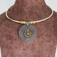 Dual Tone German Silver Hasli/Hansli Necklace – Ganesha medallion pendant Oxidised Hansuli Choker for Women