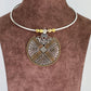 Dual Tone German Silver Hasli/Hansli Necklace – Geometric filigree shield pendant Oxidised Hansuli Choker for Women