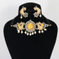 German Silver Gold-Tone Temple Jewellery Set with Earrings (Peacock Motif)