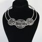 German Silver Oxidised Triple Spiral Statement Necklace (Only Necklace)