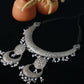 German Silver Oxidised Floral & Pearl Dangling Necklace Set