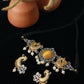 German Silver Gold-Tone Temple Jewellery Set with Earrings (Peacock Motif)