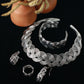 German Silver Oxidised Braided Jewellery Set (Necklace, Bracelet, Earrings, Ring)