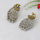 Antique Peacock Oxidised German Silver Stud Earrings – Dual Tone