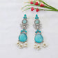 Blue Monalisa Stone German Silver Oxidised Drop Earrings