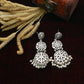 Filigree Pearl Drop German Silver Earrings – Antique Oxidised Look
