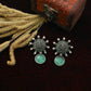 Mandala Top & Green Monalisa Drop Oxidised German Silver Earrings with Pearls