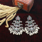 Layered Chandbali Oxidised German Silver Earrings with Pink & Green Monalisa Stones and Pearls