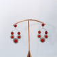 Red Monalisa Geometric Hoop Dangler Earrings | Oxidised German Silver