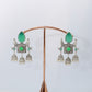Green Monalisa Stone Fish Motif Oxidised German Silver Earrings with Jhumka Drops