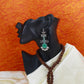 Green Monalisa Stone German Silver Antique Earrings