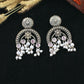 Pink Monalisa Arch Oxidised German Silver Earrings with Pearl Drops