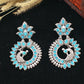 Turquoise Blue Monalisa Stone Peacock Design Oxidised Earrings