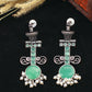 Green Monalisa Stone German Silver Antique Earrings