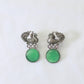 Peacock Top Earrings with Green Monalisa Round | Oxidised German Silver