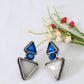 Geometric Blue & White Monalisa German Silver Oxidised Stud Earrings