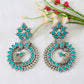 Turquoise Blue Monalisa Stone Peacock Design Oxidised Earrings