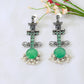 Green Monalisa Stone German Silver Antique Earrings