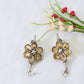 Yellow Monalisa Floral Oxidised German Silver Earrings – Petal Cluster with Pearl Drops