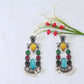 Multi‑Stone Temple Chand Dangler with Blue Oval Monalisa | Oxidised