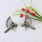 Antique Oxidised Silver Bird Stud Earrings with Blue Monalisa Stone