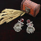 Red Monalisa Stone Oxidised Silver Dome Earrings