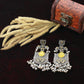 Yellow Monalisa Stone Lotus Design German Silver Earrings
