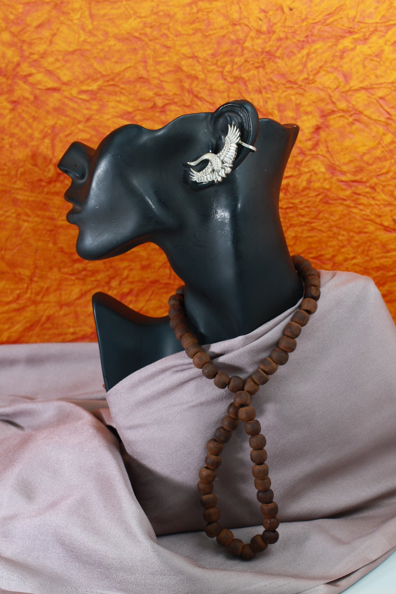 Oxidised German Silver Bird Wing Earrings – Antique Silver Finish