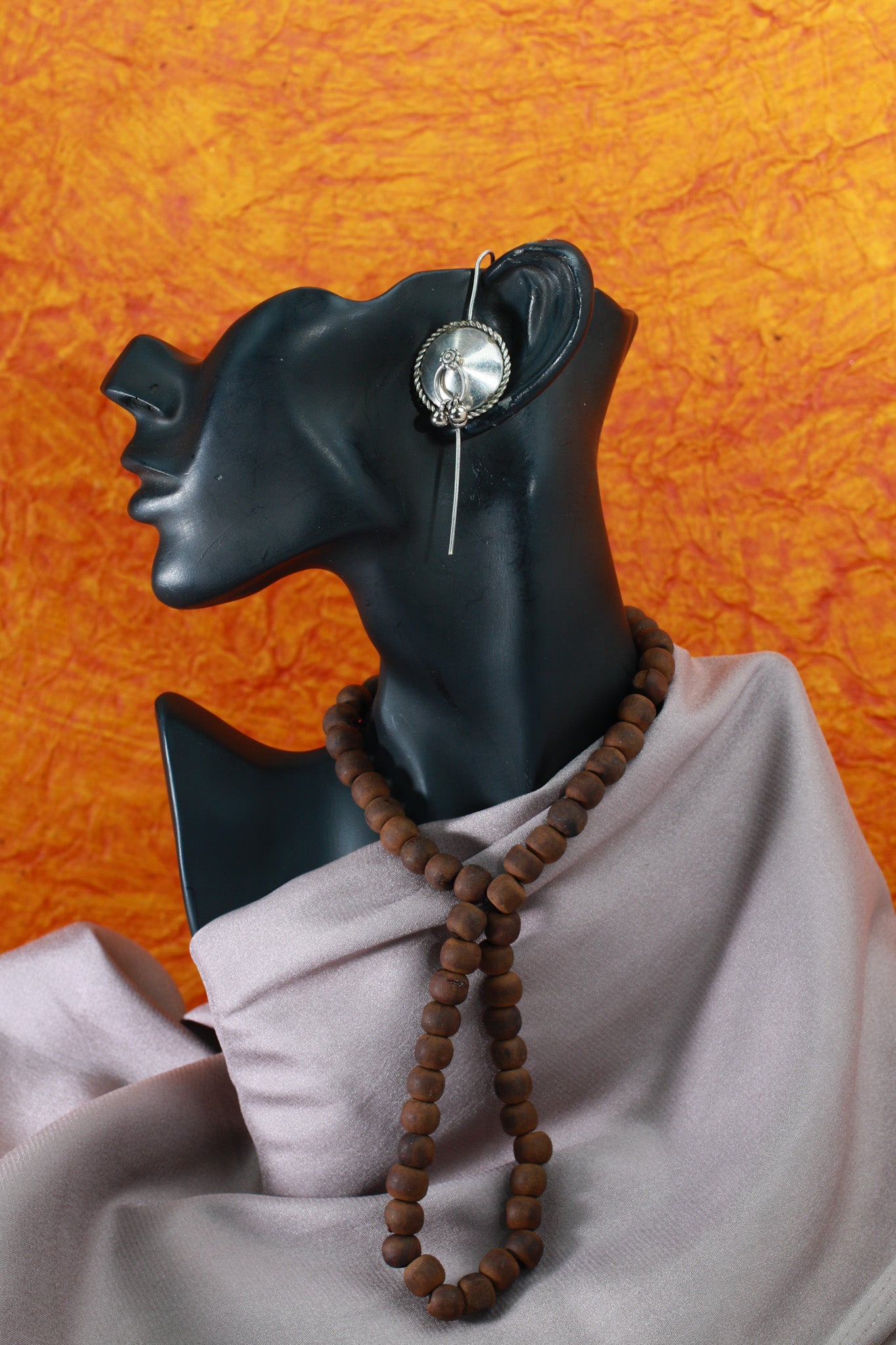 Round Oxidised German Silver Bugadi Earrings – Antique Tribal Style