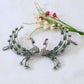 Peacock Ear Cuff Style Earrings with Green Accents | Oxidised German Silver