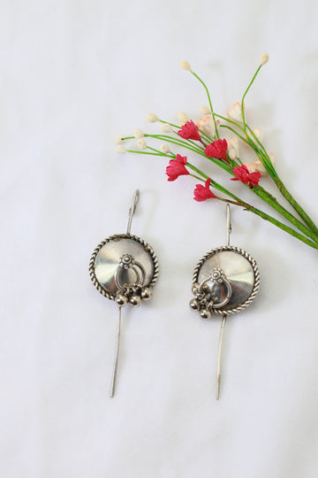 Round Oxidised German Silver Bugadi Earrings – Antique Tribal Style