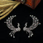 Peacock Ear Cuff Style Earrings with Maroon Accents | Oxidised German Silver
