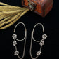 Floral Chain Ear Cuff in Oxidised German Silver – Non‑Pierced Boho Style