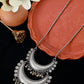 Tribal Double Crescent Pendant | Oxidised German Silver Necklace
