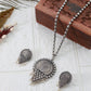 Antique Sunburst Pendant Set with Pearls | Oxidised German Silver