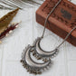Tribal Double Crescent Pendant | Oxidised German Silver Necklace