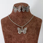 Butterfly Pendant Set with Matching Studs | Oxidised German Silver