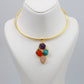 Minimal Hansuli Necklace with Multicolor Stones | Brass Anti Tarnish | Lightweight