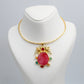 Hansuli Necklace with Bird Motif & Pink Druzy Pendant | Brass Anti Tarnish | Lightweight